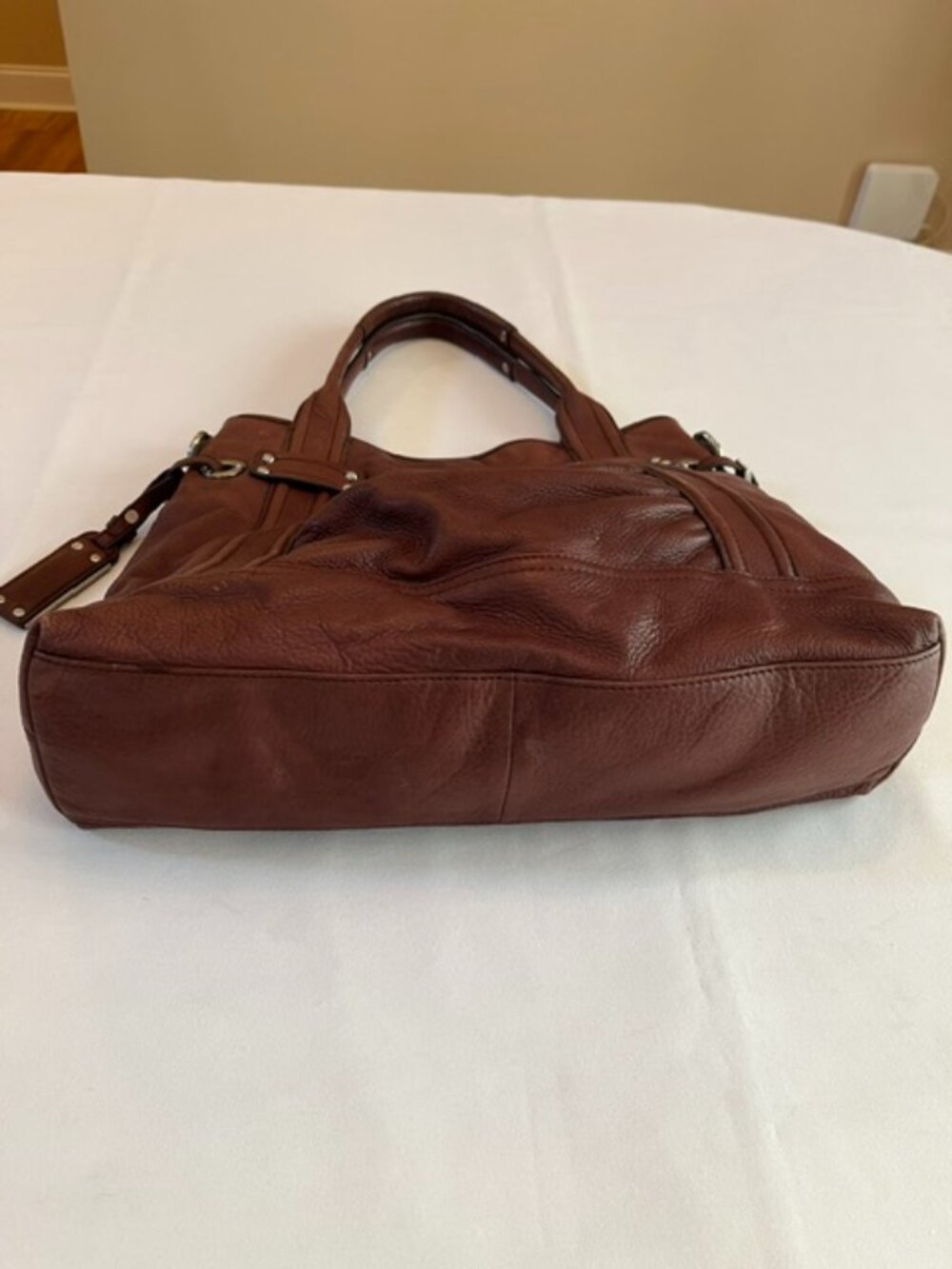 B. MAKOWSKY | Cognac Brown Pebbled Leather Shoulder Bag Hobo-EUC - Picture 13 of 15